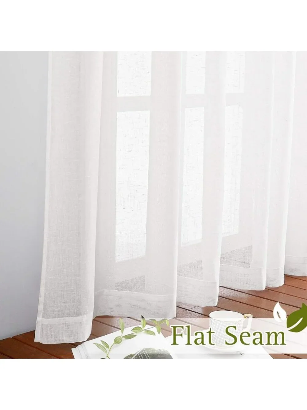 Elegant White Sheer Linen Curtains, 84
